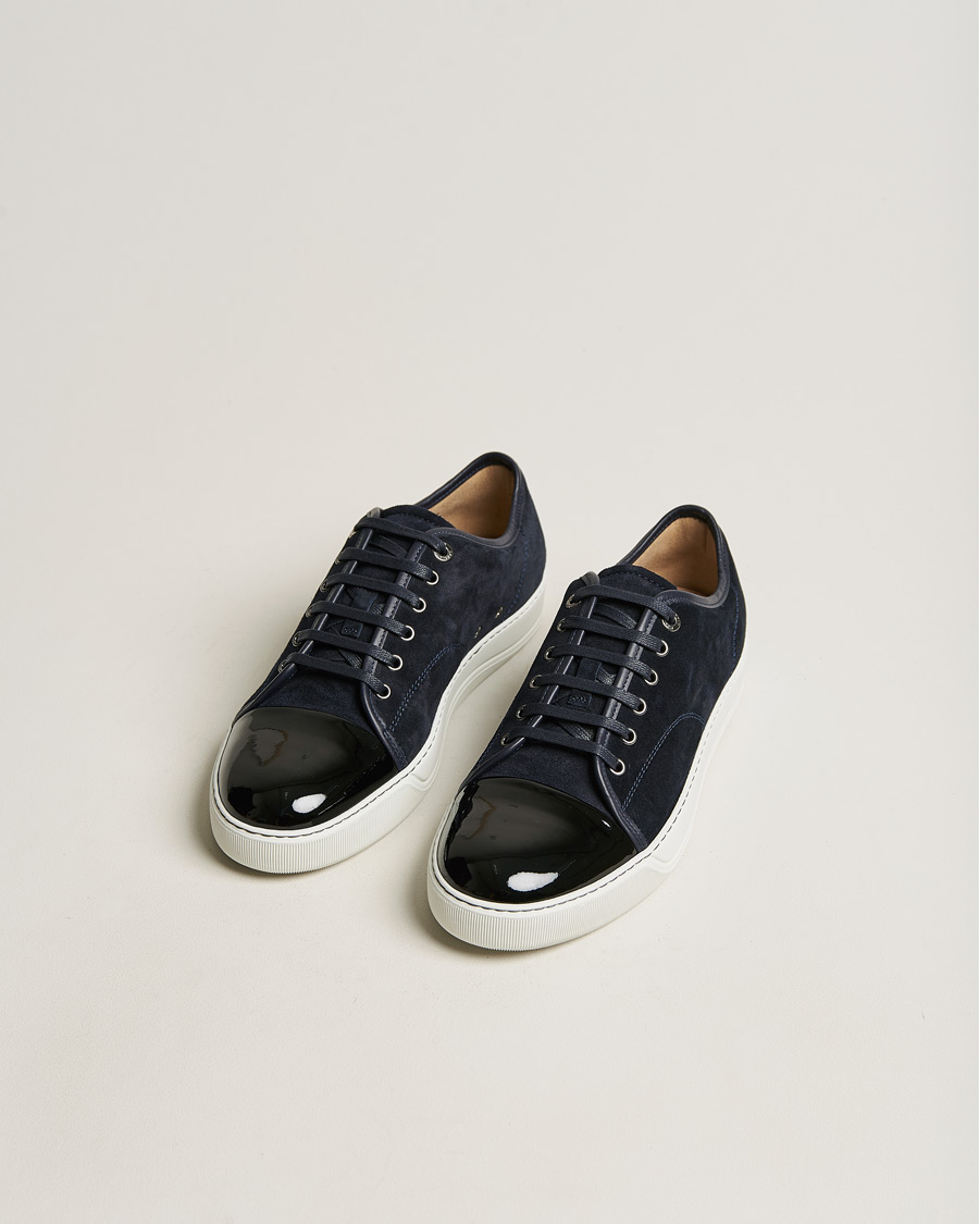 Herr | Luxury Brands | Lanvin | Patent Cap Toe Sneaker Navy