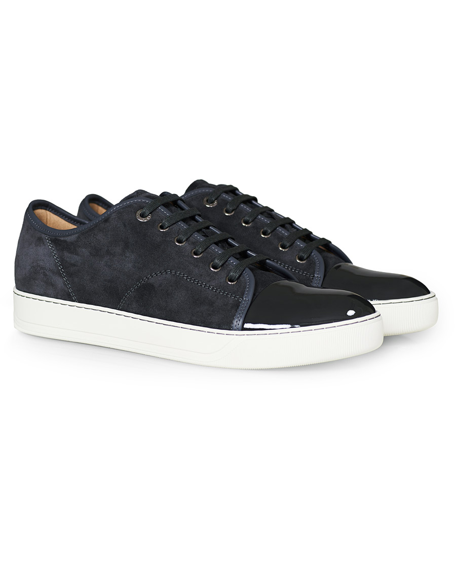 Herr | Lanvin Patent Captoe Sneaker Grey Suede | Lanvin | Patent Captoe Sneaker Grey Suede
