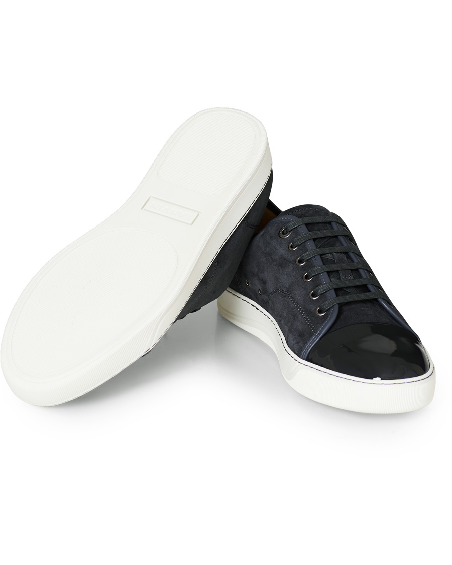Herr | Lanvin Patent Captoe Sneaker Grey Suede | Lanvin | Patent Captoe Sneaker Grey Suede