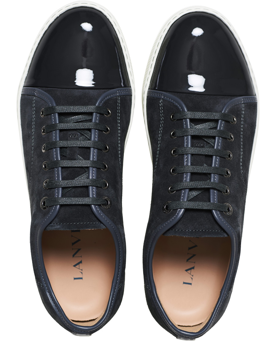 Herr | Lanvin Patent Captoe Sneaker Grey Suede | Lanvin | Patent Captoe Sneaker Grey Suede