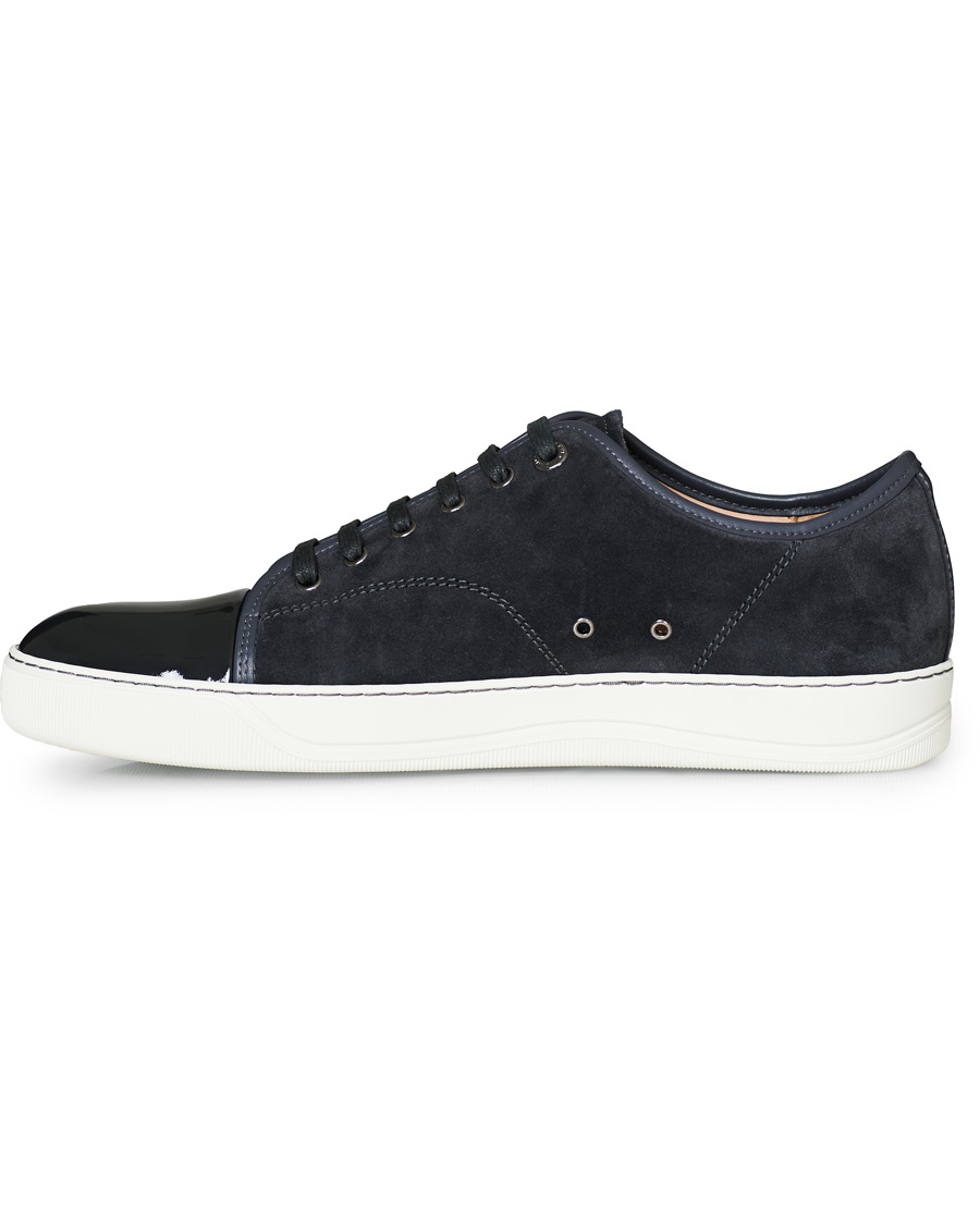 Herr | Lanvin Patent Captoe Sneaker Grey Suede | Lanvin | Patent Captoe Sneaker Grey Suede