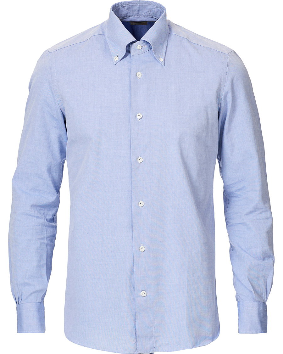 Herr | Skjortor | Mazzarelli | Soft Oxford Button Down Shirt Blue