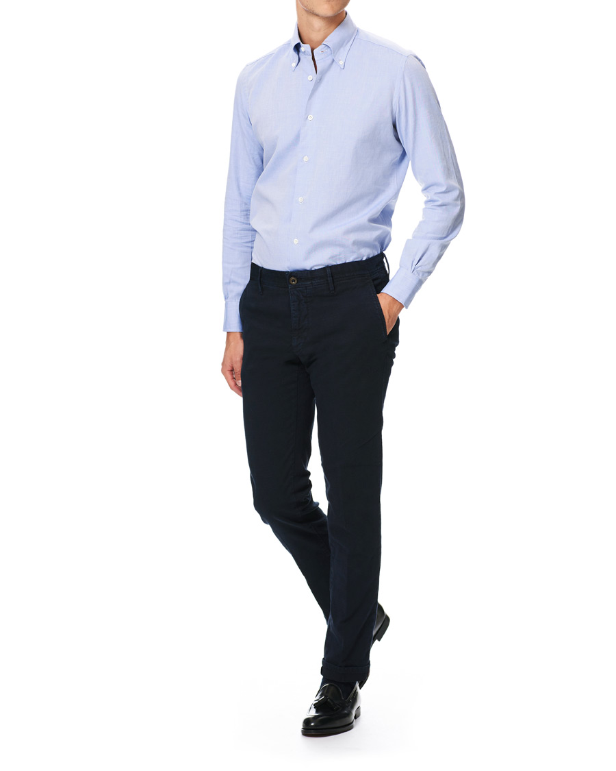 Herr | Skjortor | Mazzarelli | Soft Oxford Button Down Shirt Blue