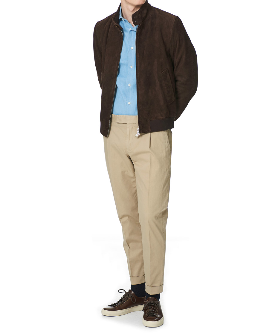 Herr | Skjortor | Mazzarelli | Soft Cut Away Denim Shirt Light Indigo