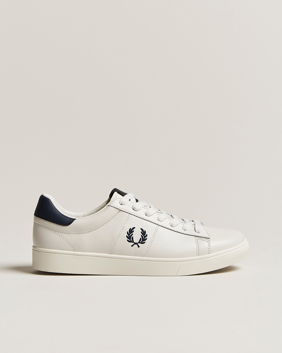 Herr | Fred Perry Spencer Leather Sneakers Porcelain/Navy | Fred Perry | Spencer Leather Sneakers Porcelain/Navy