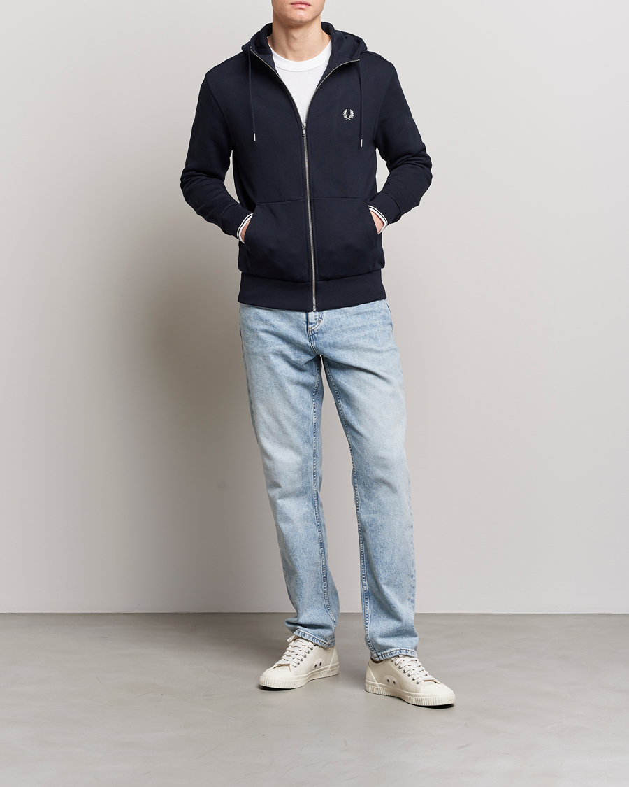 Herr | Tröjor | Fred Perry | Full Zip Hooded Sweatshirt Navy