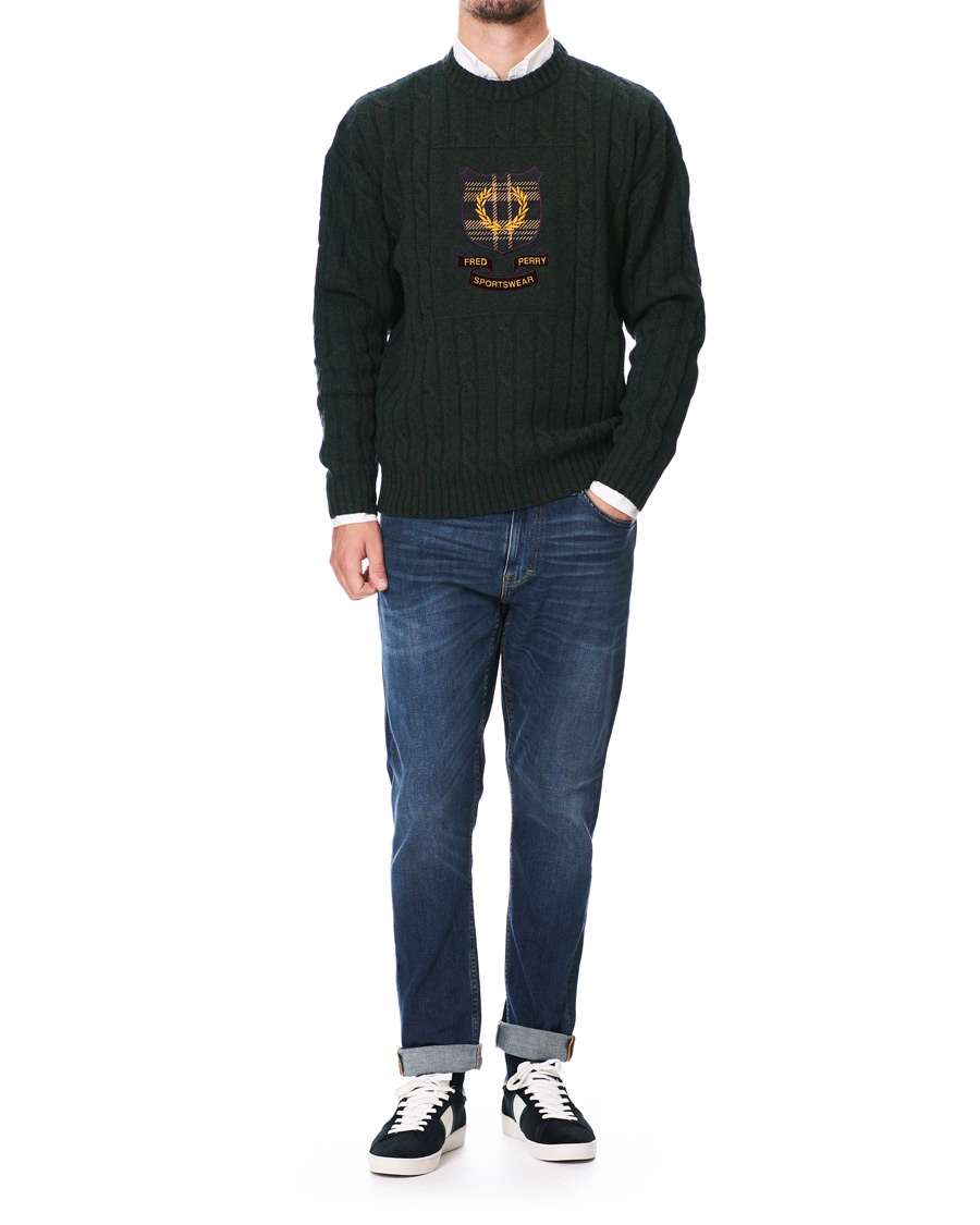 Herr | Tröjor | Fred Perry | Shield Cable Knit Jumper Hunting Green
