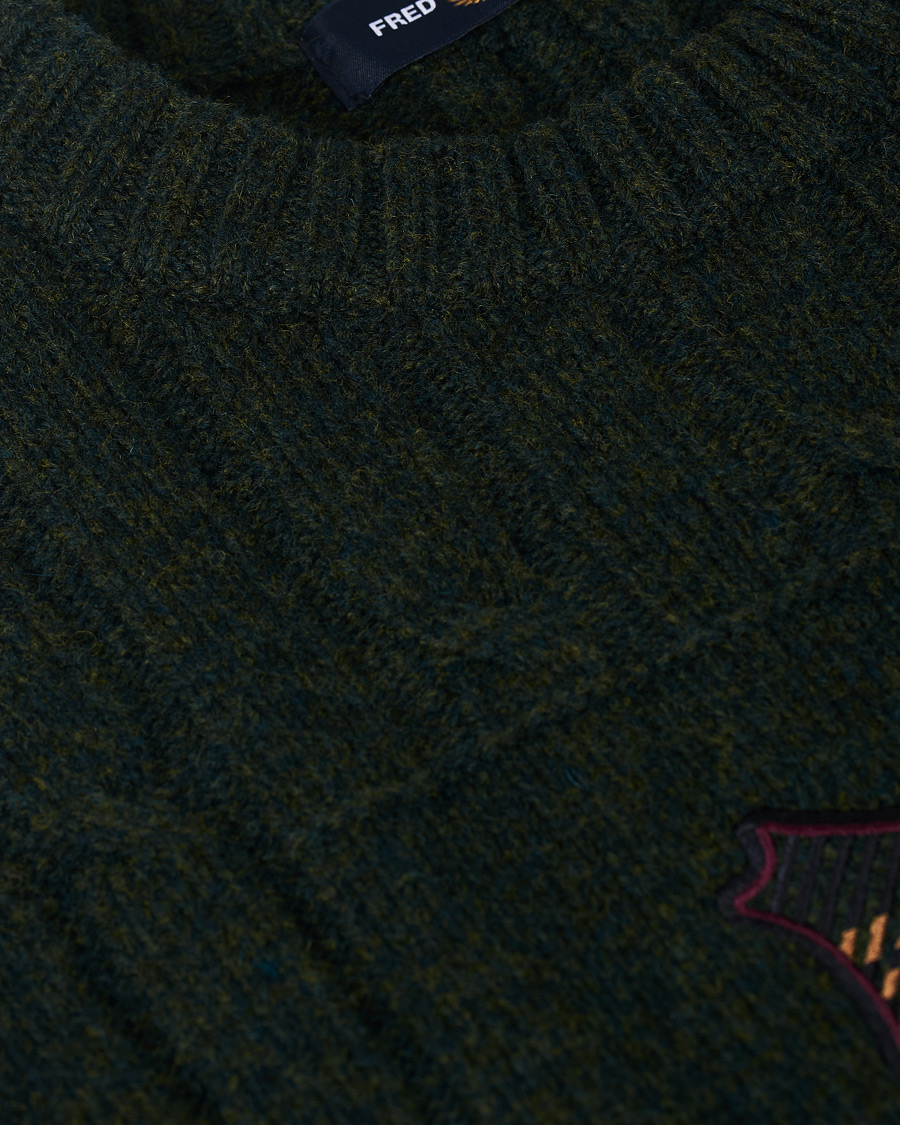 Herr | Tröjor | Fred Perry | Shield Cable Knit Jumper Hunting Green