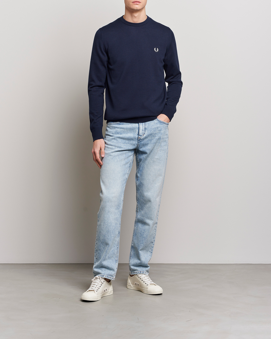 Herr | Tröjor | Fred Perry | Classic Crew Neck Jumper Navy