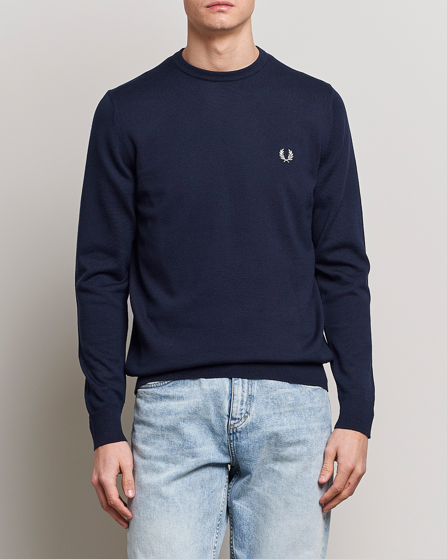 Herr |  | Fred Perry | Classic Crew Neck Jumper Navy