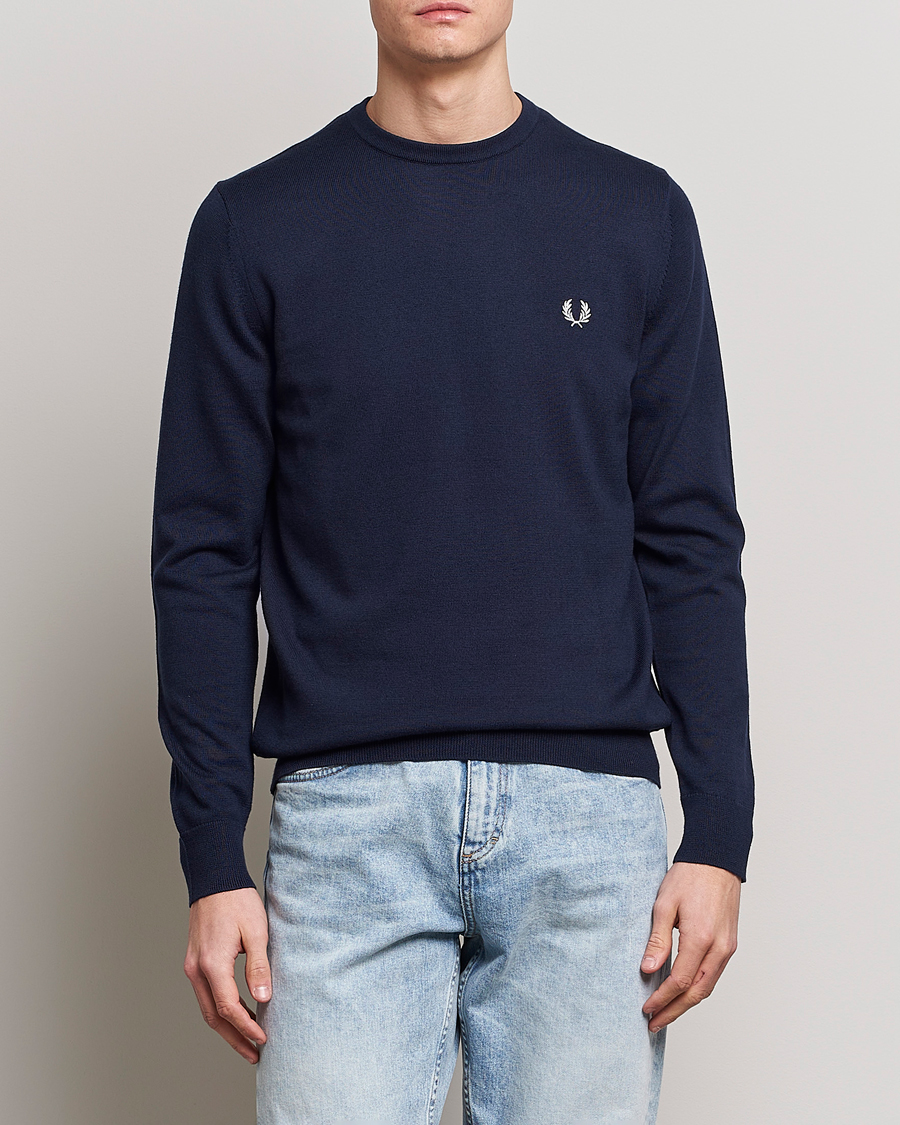 Herr | Tröjor | Fred Perry | Classic Crew Neck Jumper Navy