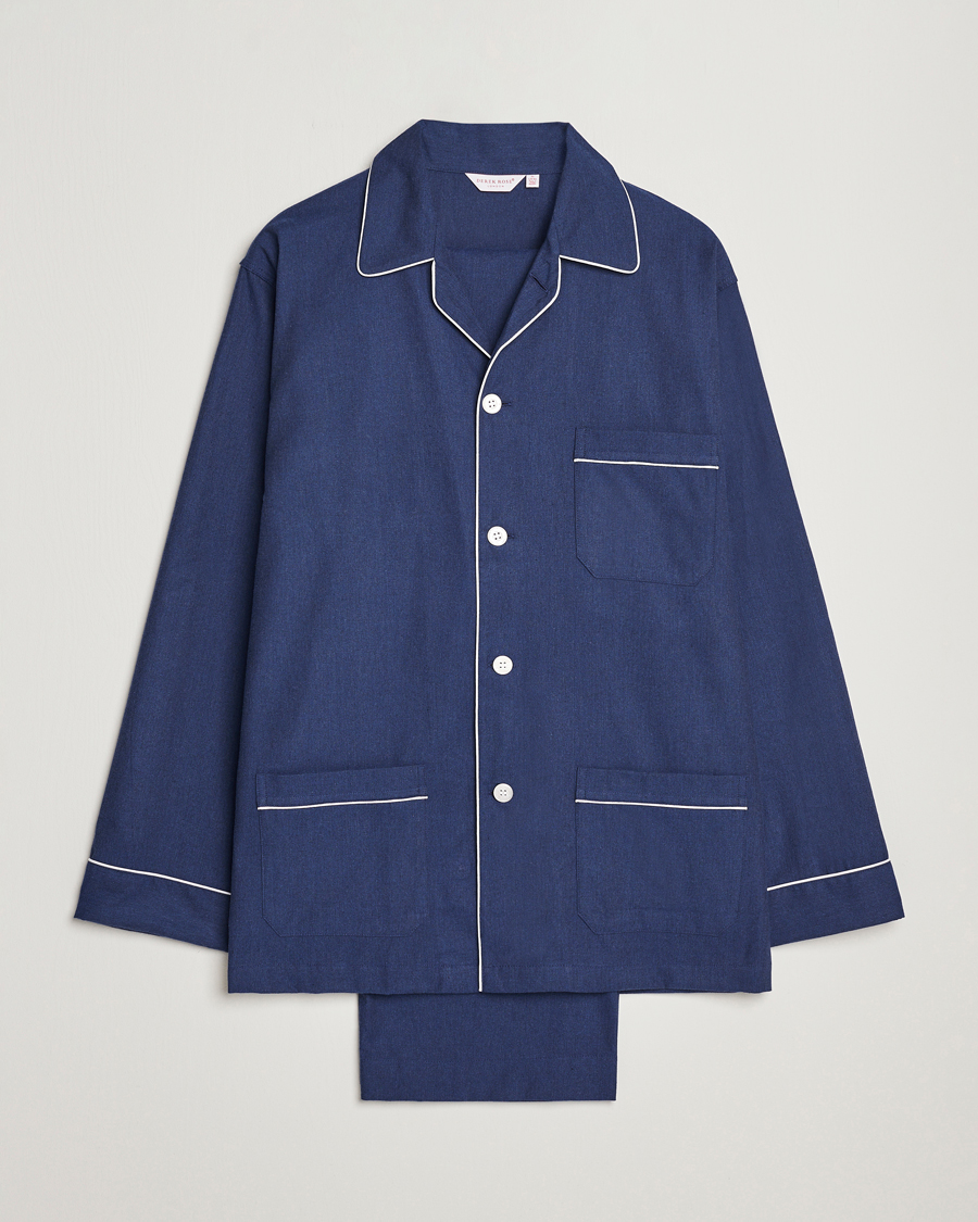 Herr | Pyjamas & Morgonrockar | Derek Rose | Brushed Cotton Flanell Pyjama Set Navy