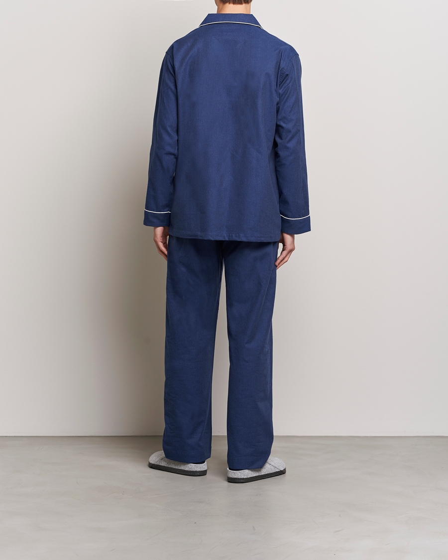 Herr | Loungewear | Derek Rose | Brushed Cotton Flanell Pyjama Set Navy