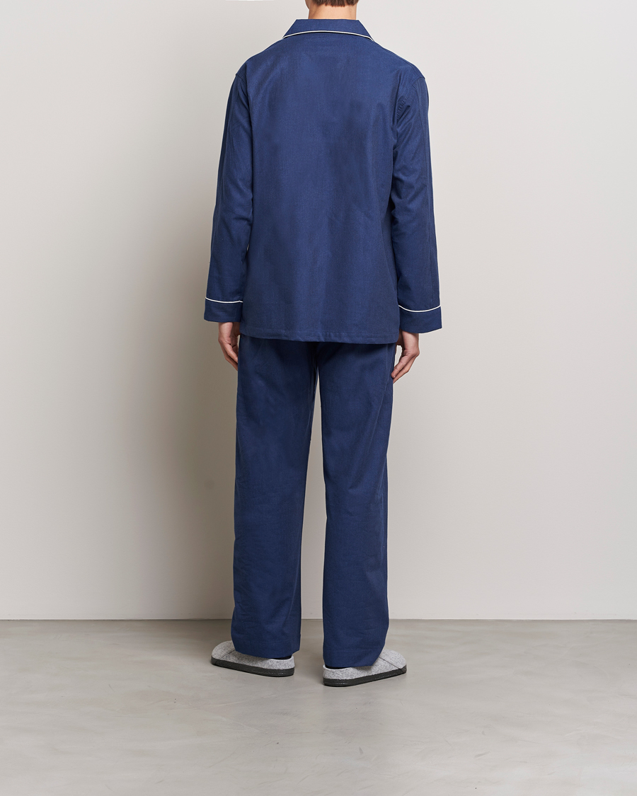 Herr | Best of British | Derek Rose | Brushed Cotton Flanell Pyjama Set Navy