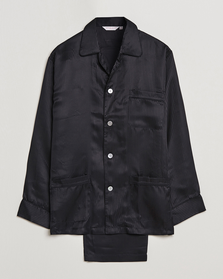 Herr | Pyjamas & Morgonrockar | Derek Rose | Striped Silk Pyjama Set Black