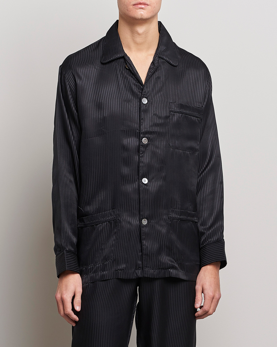Herr | Pyjamas & Morgonrockar | Derek Rose | Striped Silk Pyjama Set Black