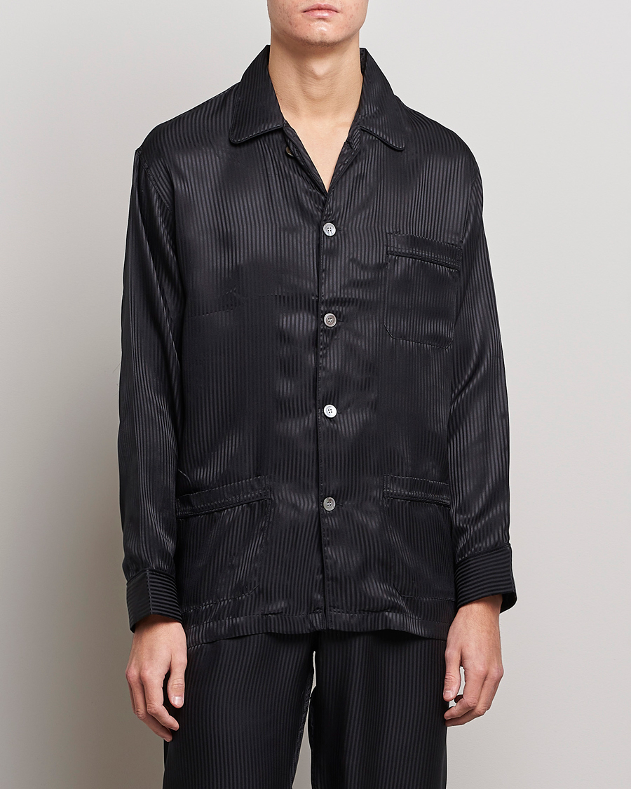 Herr | Derek Rose | Derek Rose | Striped Silk Pyjama Set Black