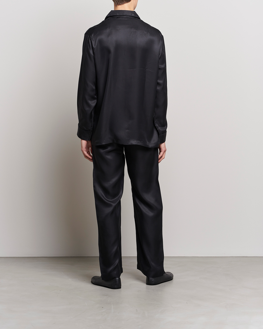 Herr | Pyjamas & Morgonrockar | Derek Rose | Striped Silk Pyjama Set Black