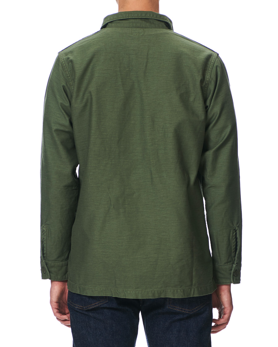 Herr | Skjortor | orSlow | Cotton Sateen Army Overshirt Army Green
