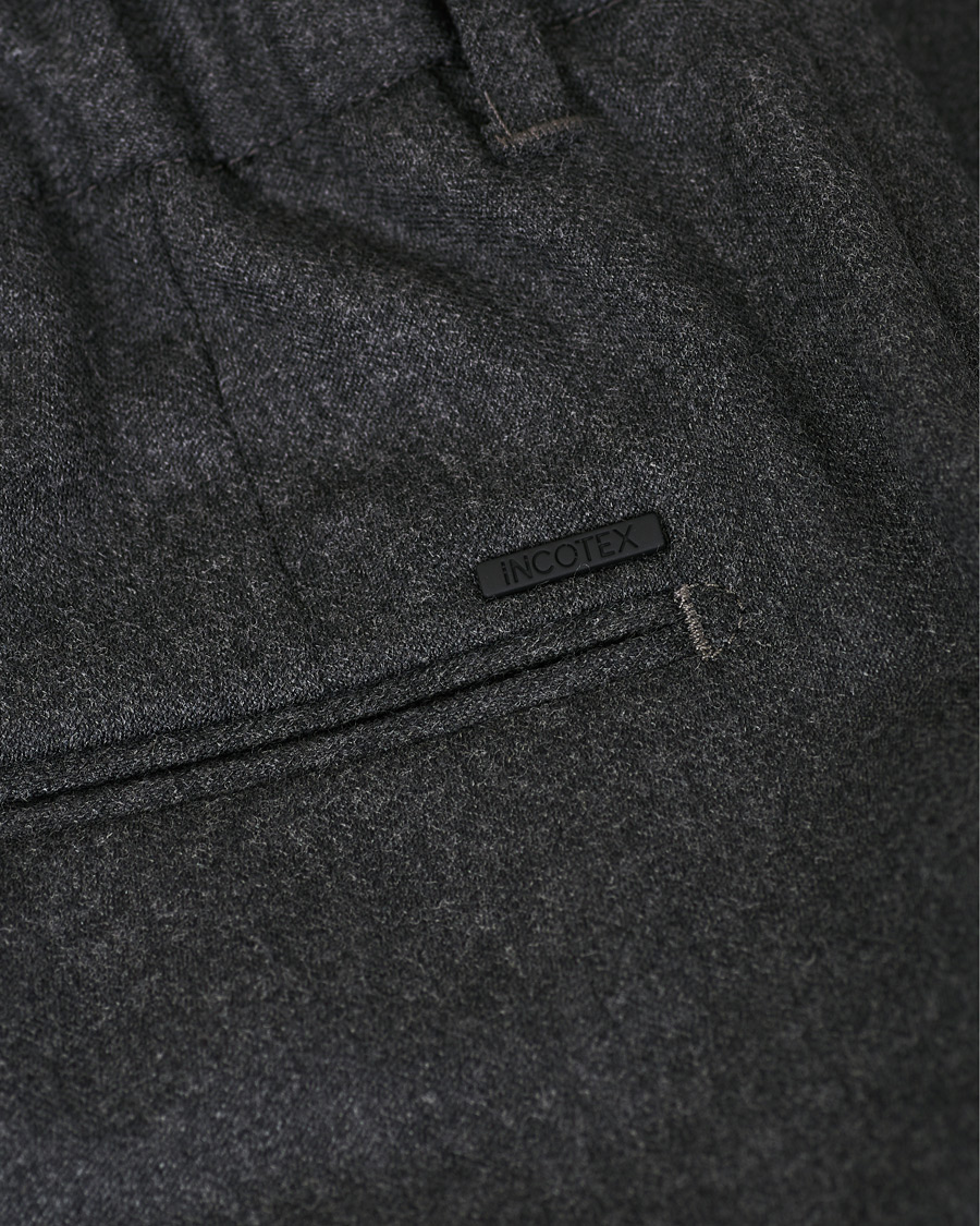 Herr | Byxor | Incotex | Urban Traveller Comfort Flannel Trousers Grey Melange