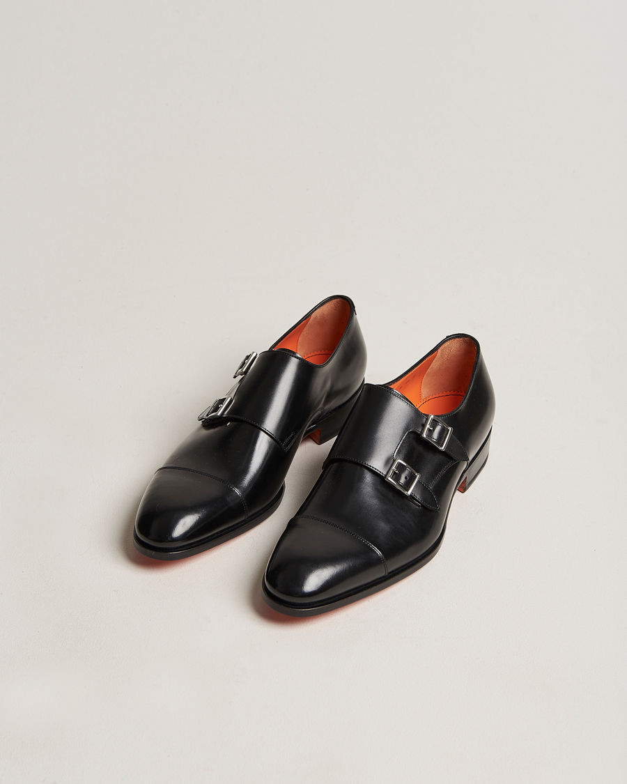 Herr | Italian Department | Santoni | Blake Double Monk  Black Calf