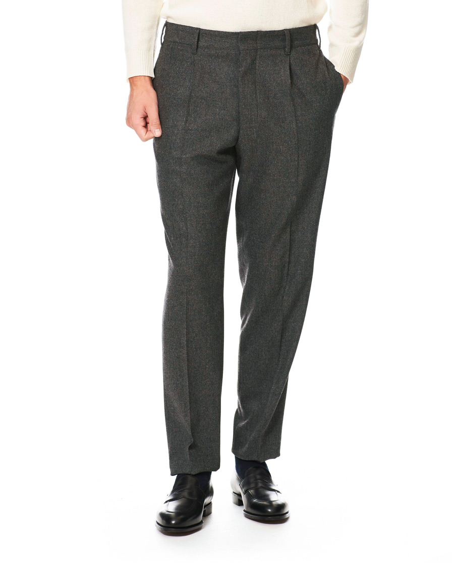 Herr | Byxor | The Gigi | Tonga Stretch Flannel Trousers Grey Melange