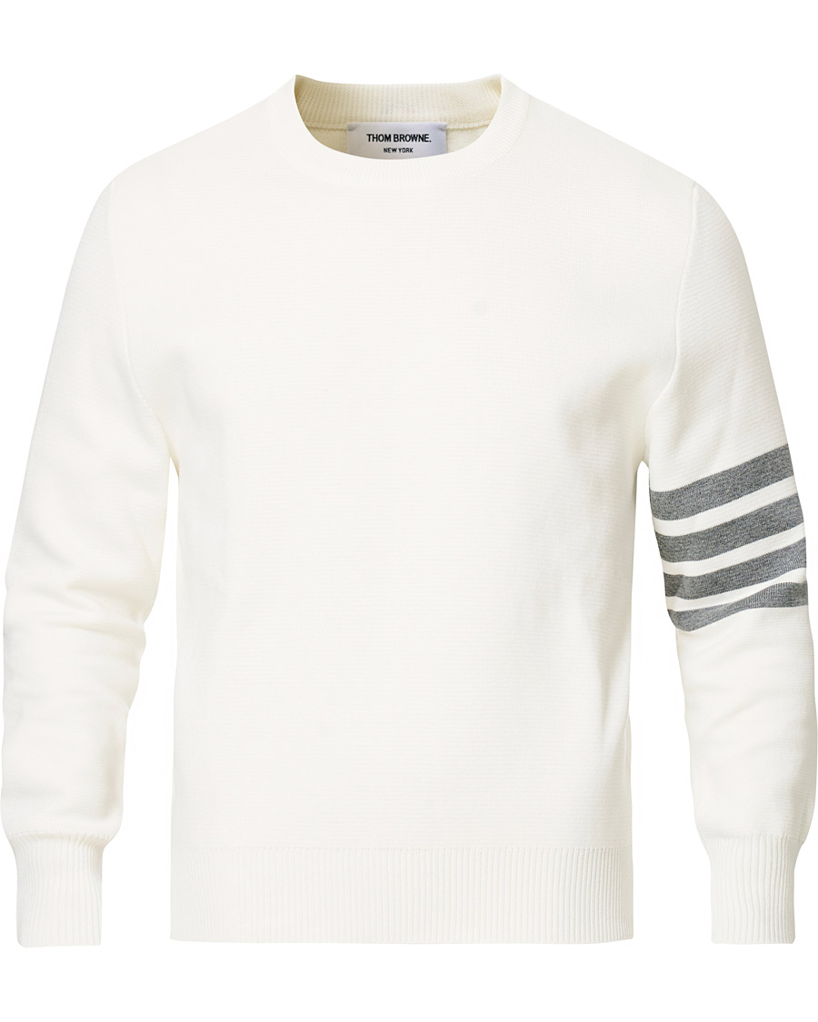 Herr | Tröjor | Thom Browne | 4 Bar Milano Stitch Crew Neck Off White