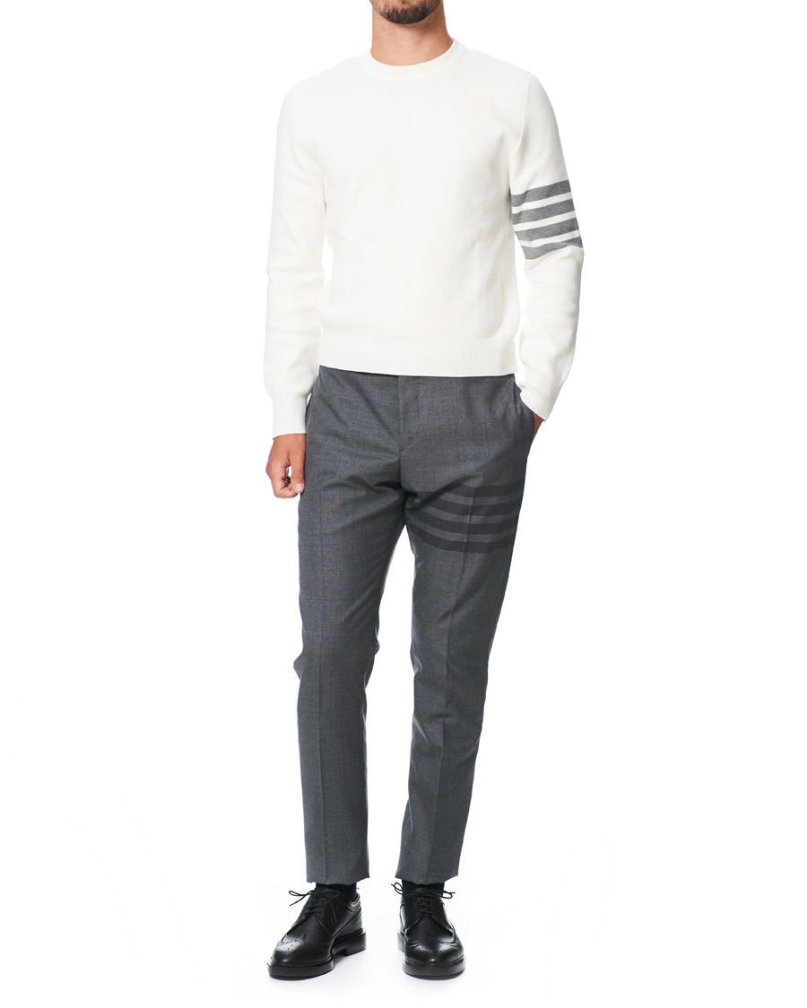 Herr | Tröjor | Thom Browne | 4 Bar Milano Stitch Crew Neck Off White