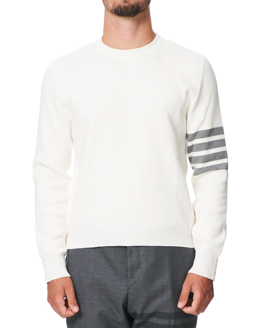 Herr | Tröjor | Thom Browne | 4 Bar Milano Stitch Crew Neck Off White