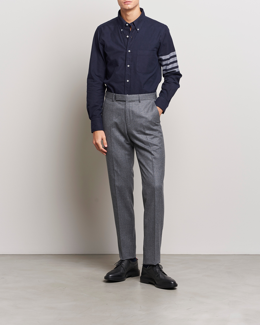 Herr | Skjortor | Thom Browne | 4 Bar Flannel Shirt Navy