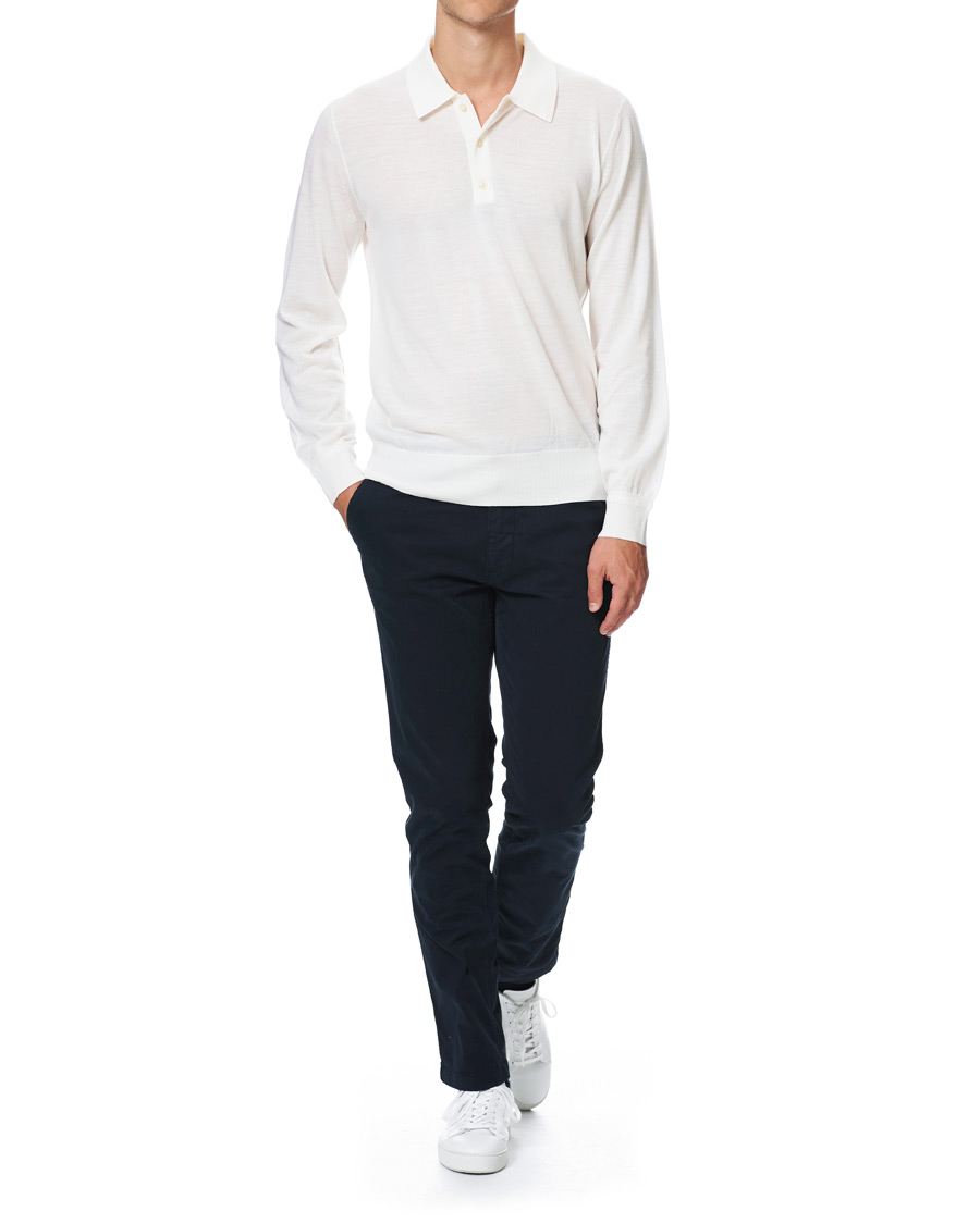 Herr | Tröjor | Tiger of Sweden | Newton Extra Fine Merino Knitted Polo Cream