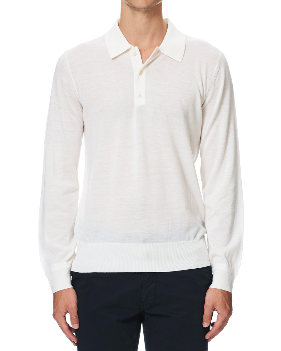 Herr | Tröjor | Tiger of Sweden | Newton Extra Fine Merino Knitted Polo Cream