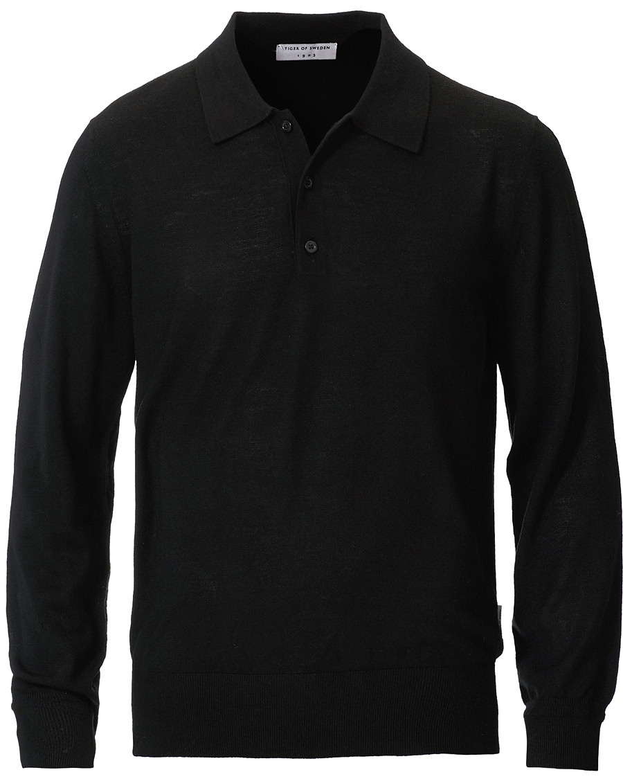 Herr | Tröjor | Tiger of Sweden | Newton Extra Fine Merino Knitted Polo Black