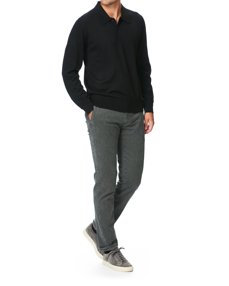 Herr | Tröjor | Tiger of Sweden | Newton Extra Fine Merino Knitted Polo Black