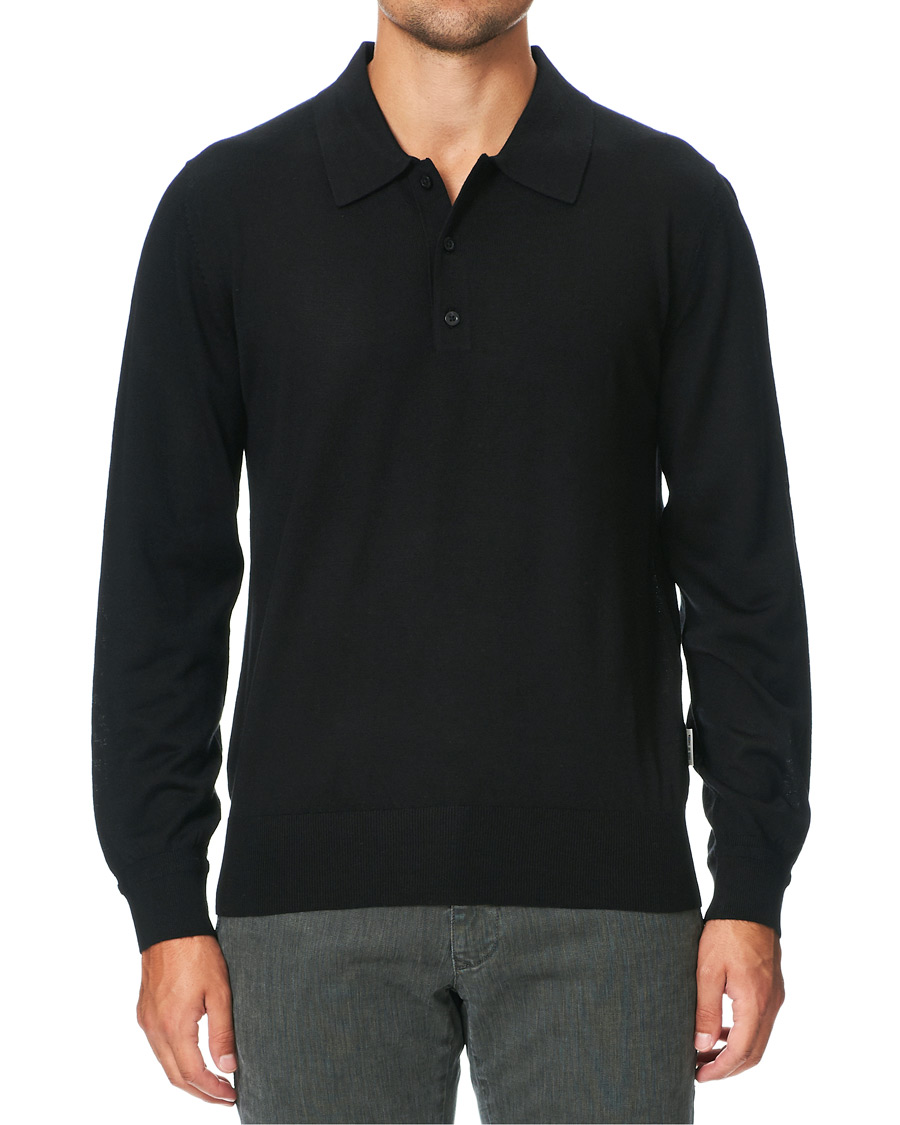 Herr | Tröjor | Tiger of Sweden | Newton Extra Fine Merino Knitted Polo Black