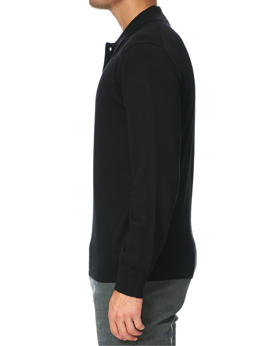 Herr | Tröjor | Tiger of Sweden | Newton Extra Fine Merino Knitted Polo Black