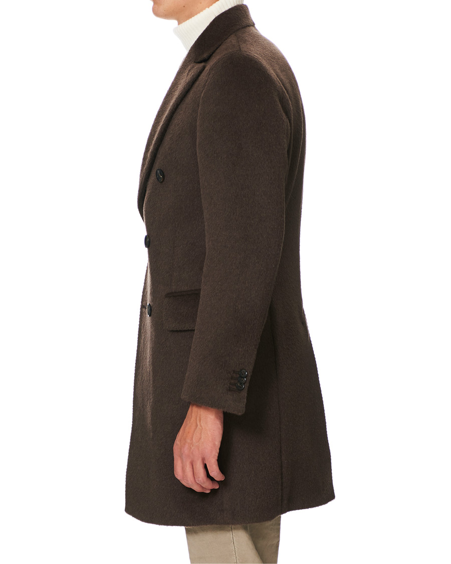 Herr | Jackor | Oscar Jacobson | Saul Delux Llama Wool Double Breasted Coat Brown