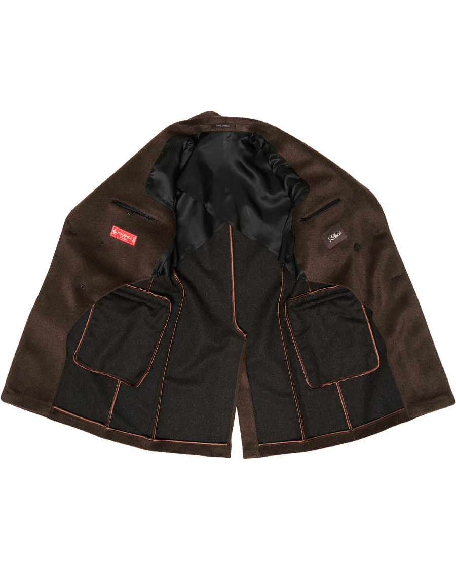 Herr | Jackor | Oscar Jacobson | Saul Delux Llama Wool Double Breasted Coat Brown