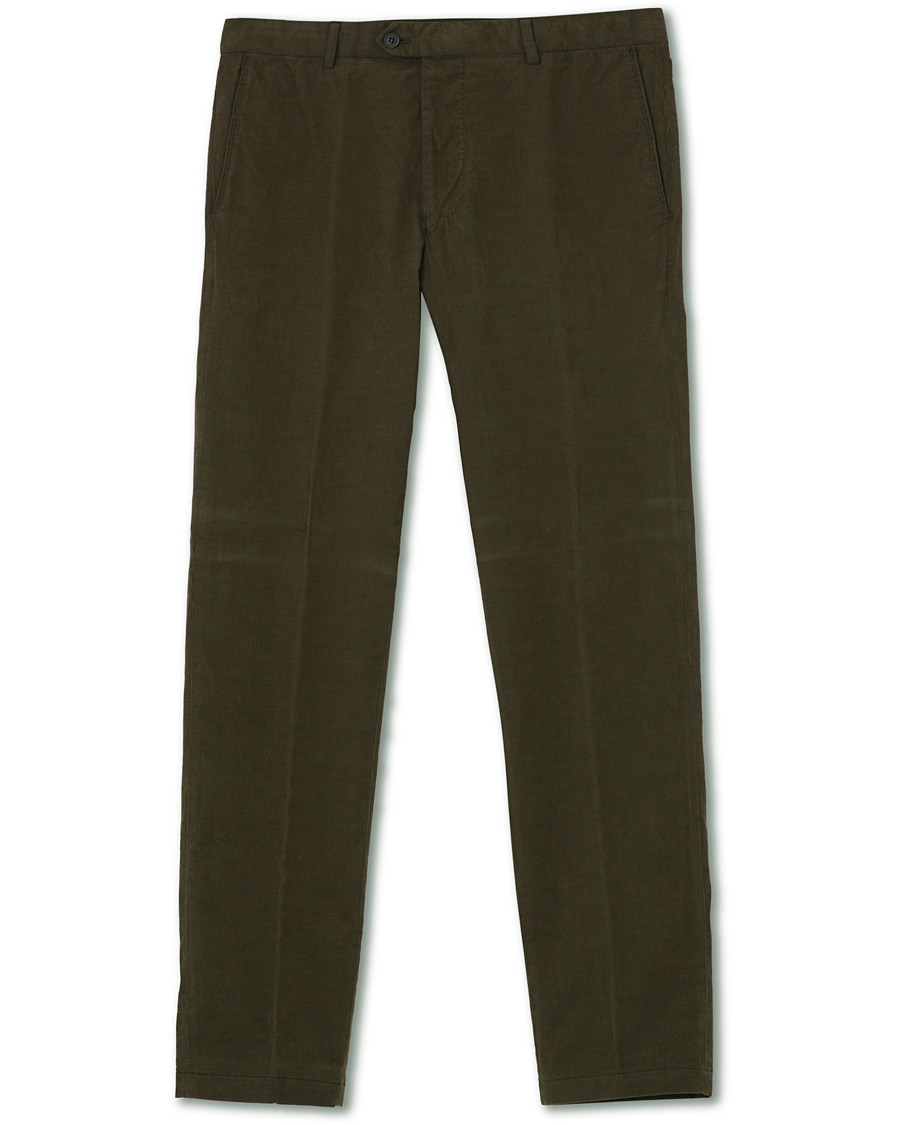 Herr | Byxor | Oscar Jacobson | Denz Baby Cord Trousers Olive