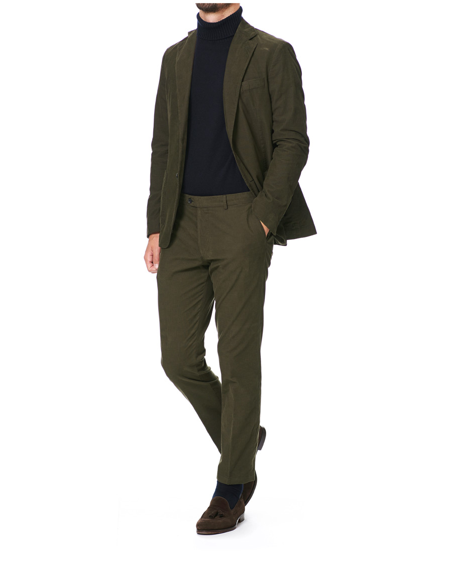 Herr | Byxor | Oscar Jacobson | Denz Baby Cord Trousers Olive