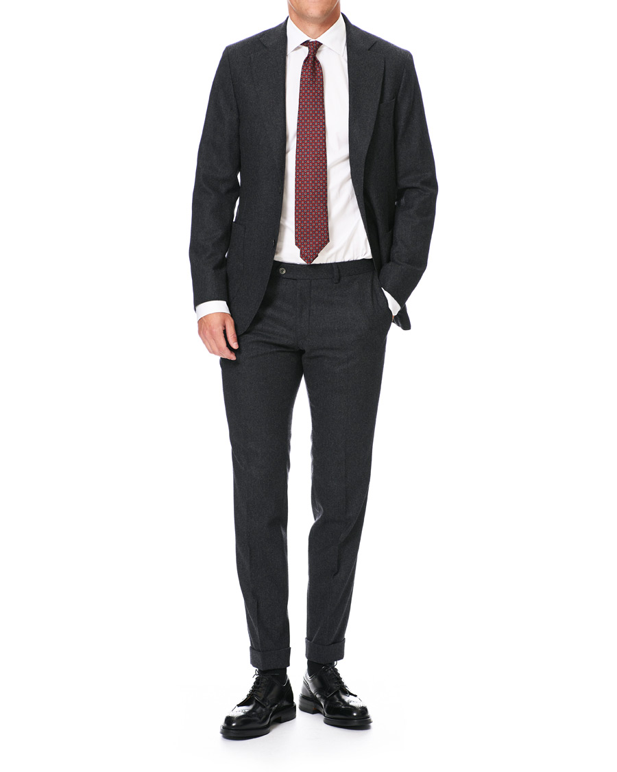 Herr | Kavajer | Oscar Jacobson | Egel Patch Pocket Flannel Blazer Charcoal