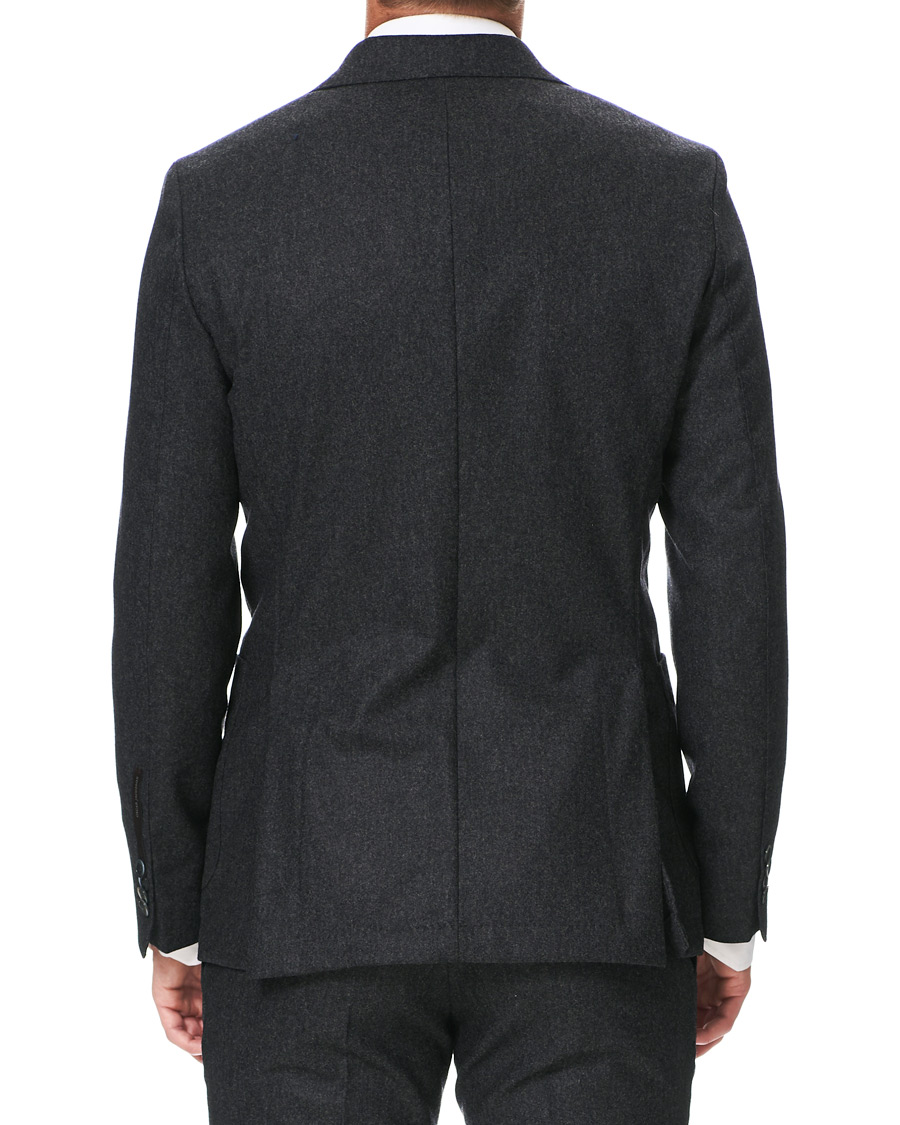 Herr | Kavajer | Oscar Jacobson | Egel Patch Pocket Flannel Blazer Charcoal