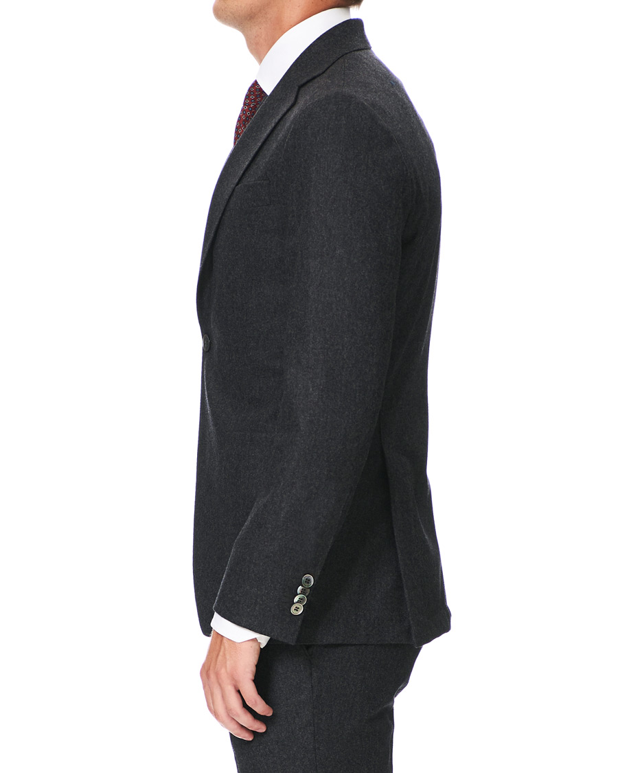 Herr | Kavajer | Oscar Jacobson | Egel Patch Pocket Flannel Blazer Charcoal
