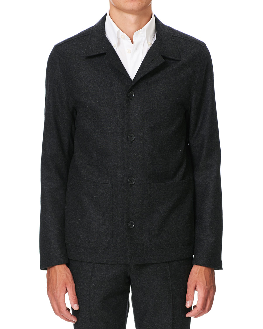 Herr | Skjortor | Oscar Jacobson | Hampus Wool Shirt Jacket Grey