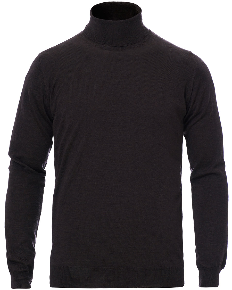 Herr | Tröjor | Oscar Jacobson | Cole Extra Fine Merino Rollneck Brown