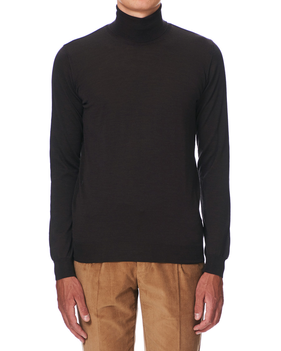 Herr | Tröjor | Oscar Jacobson | Cole Extra Fine Merino Rollneck Brown