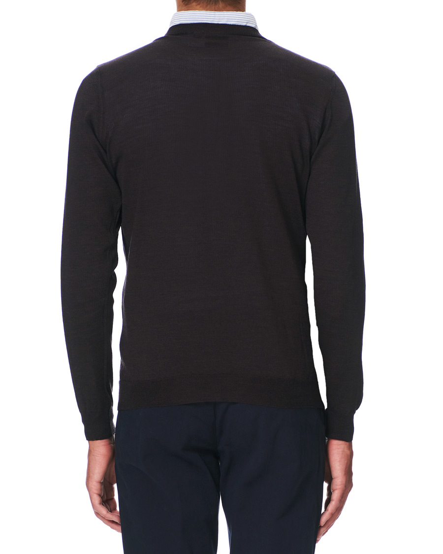 Herr | Tröjor | Oscar Jacobson | Custer Extra Fine Merino Crew Neck Brown
