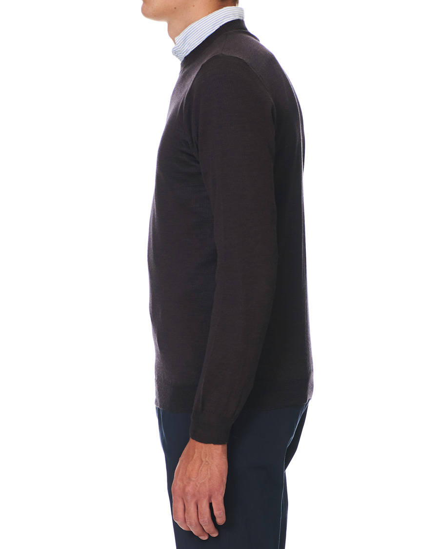 Herr | Tröjor | Oscar Jacobson | Custer Extra Fine Merino Crew Neck Brown