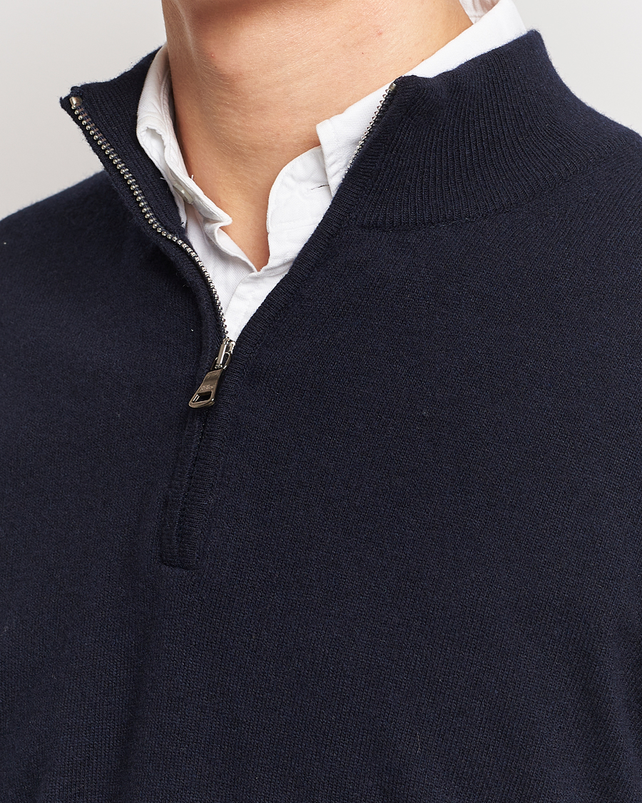 Herr | Tröjor | Oscar Jacobson | Patton Wool/Cashmere Half Zip Navy