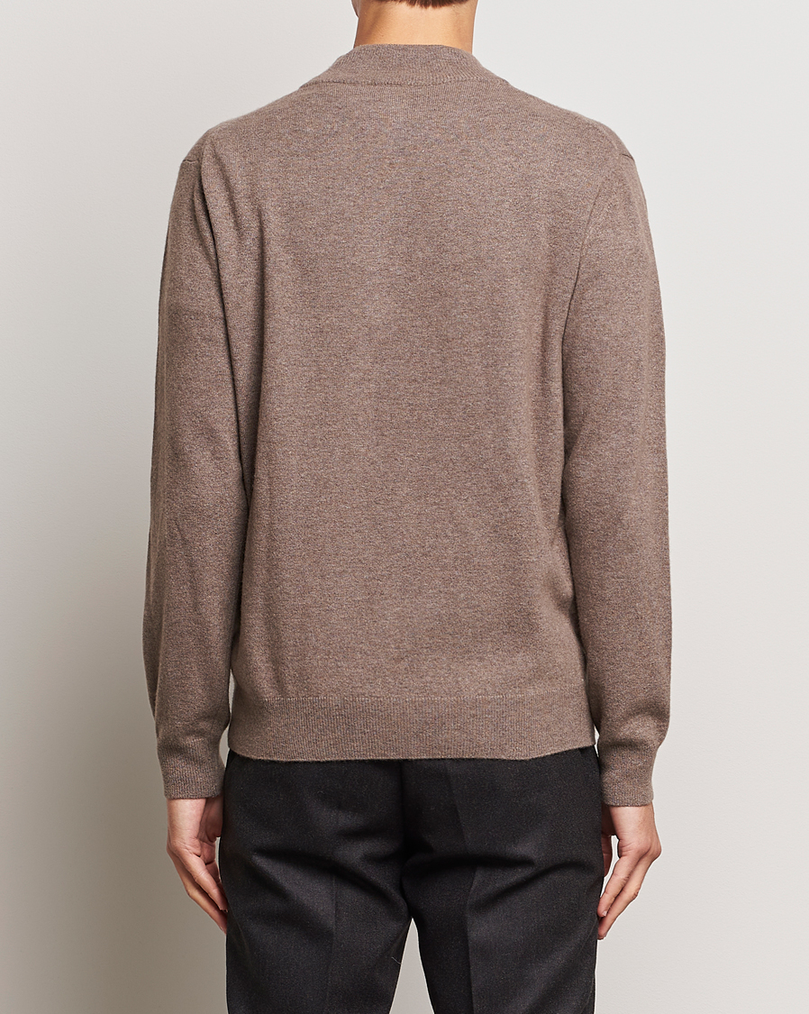 Herr | Tröjor | Oscar Jacobson | Patton Wool/Cashmere Half Zip Light Brown